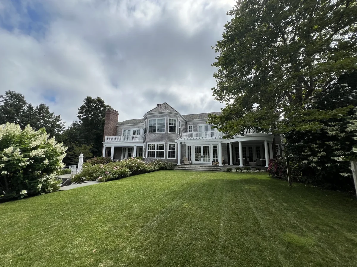 Precision lawn mowing on Martha's Vineyard estate