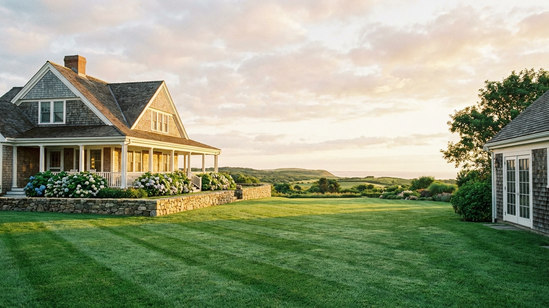 Pristine lawn care on Martha's Vineyard estate