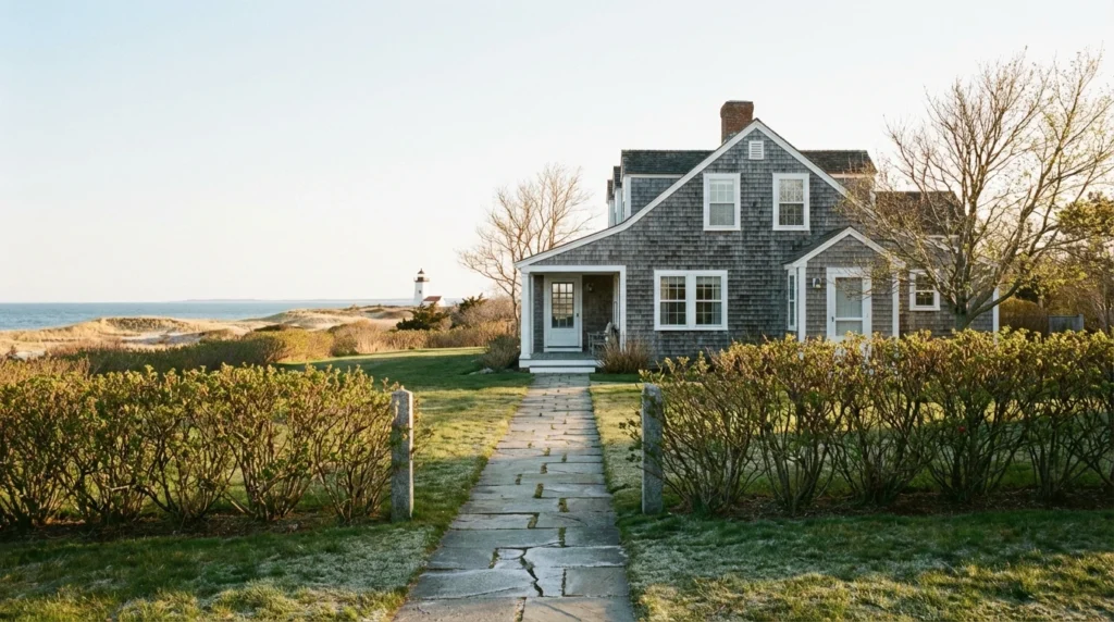 a classic Martha's Vineyard estate in early April spring