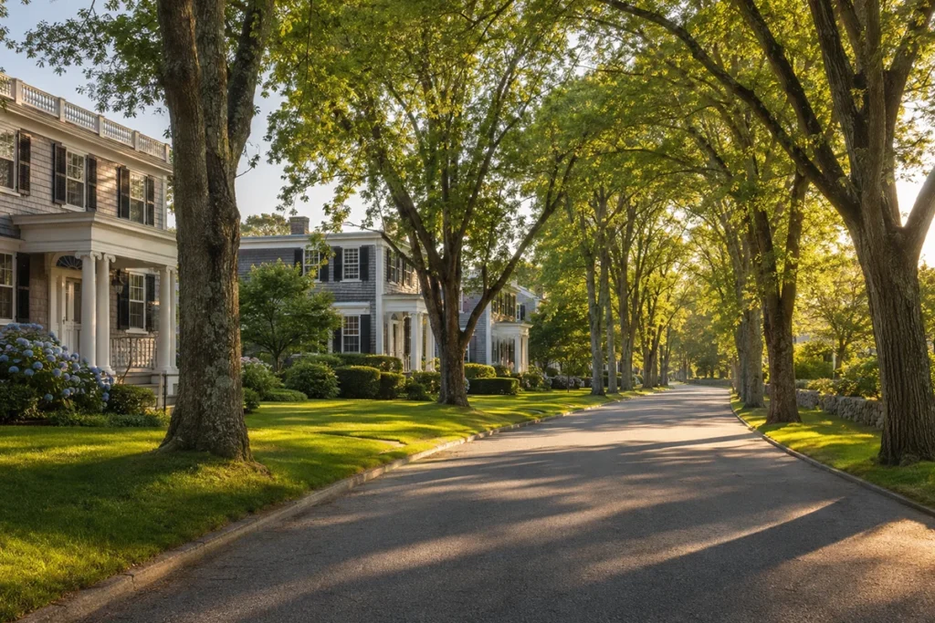 William Street historic district Vineyard Haven Massachusetts Greek Revival homes mature trees